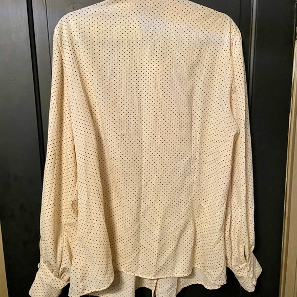 Unique Vintage Cream and Brown Polka Dot Blouse - Picture 4 of 9